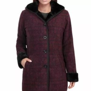 Ike Behar M Plush Lined Hooded Jacket Faux Fur